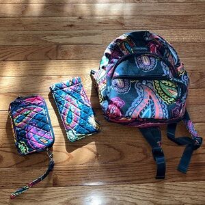 VERA BRADLEY SMALL BACKPACK, SUNGLASS CASE, SMALL WALLET
